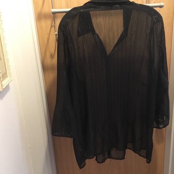 Fashion bug sheer black button front blouse 1x - Picture 4 of 5